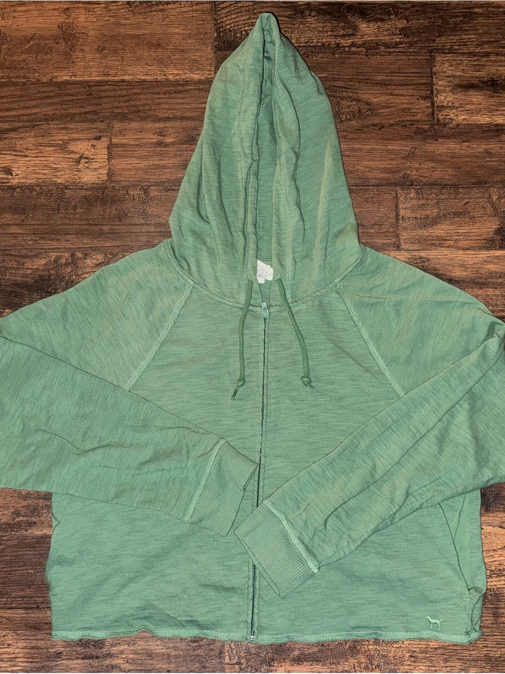 PINK Victoria's Secret Cropped Green Zip Hoodie